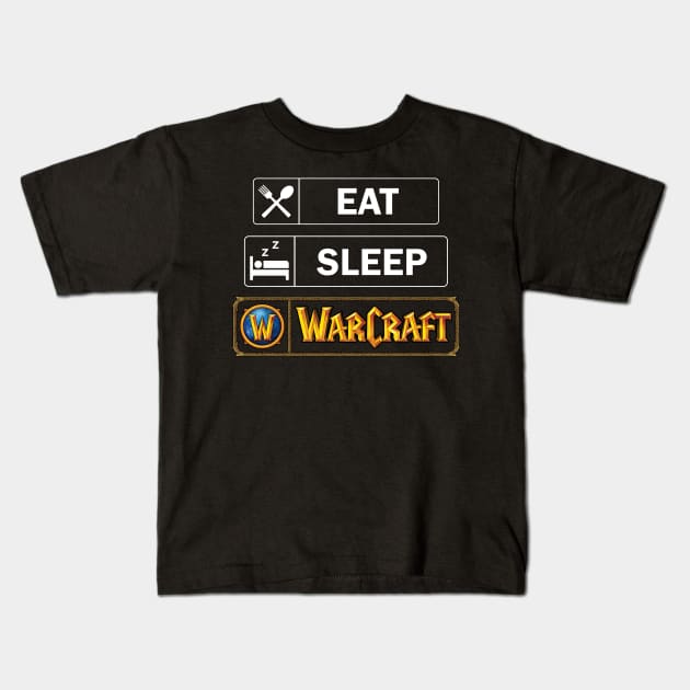 Eat, Sleep, WarCraft Kids T-Shirt by Hybrid Concepts Apparel